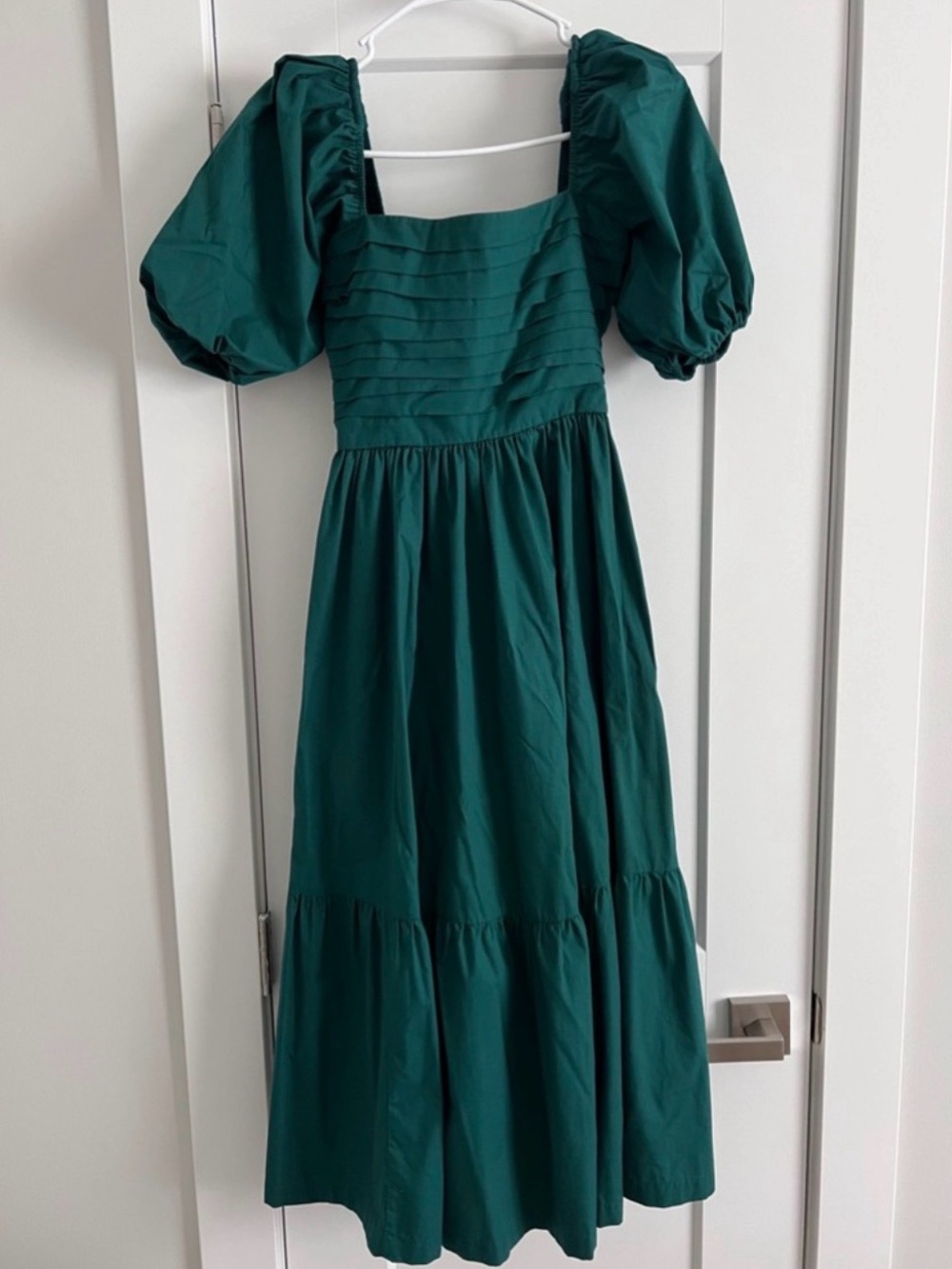 Abercrombie & Fitch Teal Puff Sleeve Midi Dress